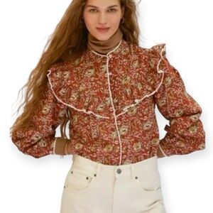 Sonmer Dorothy Blouse Ruffled Long Sleeve Sz L